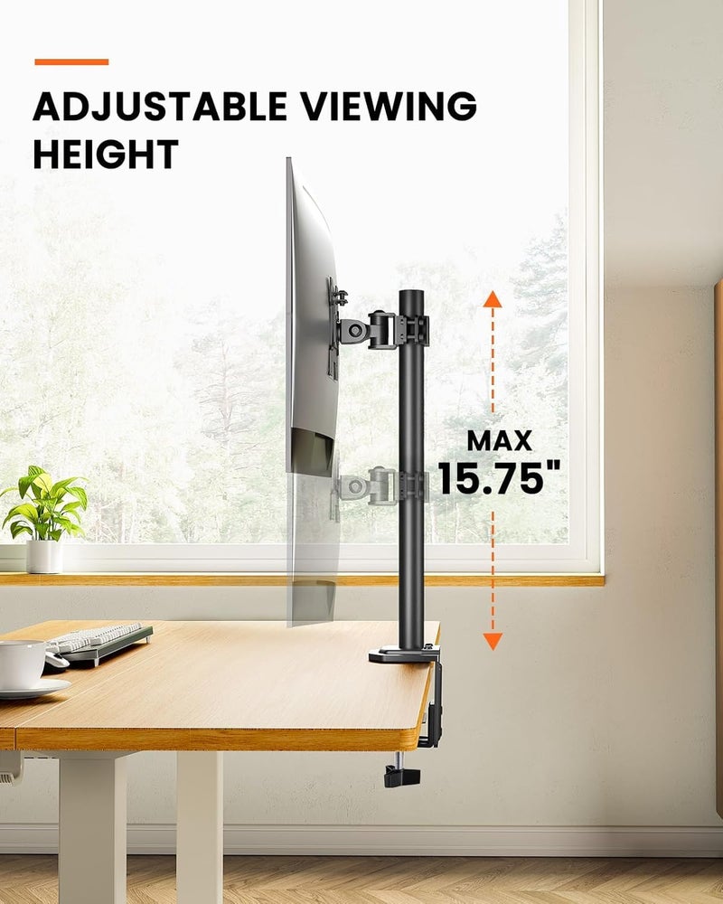 Ergear Monitor Mount for Most 13-32" Computer Screens up to 17.6lbs, Improved LCD LED Monitor Riser, Adjustable Height and Angle, Single Gaming Desk Mount Stand, Black, EGCM12 - Image 5